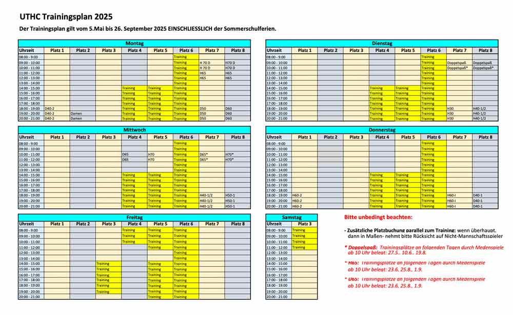 UTHC TRAININGSPLAN 2017